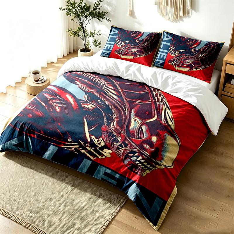 Alien 3pc Duvet Cover Set Simple Modern Bedding Set Wrinkle Resistant Soft Fabric All Season Use a perfect gift