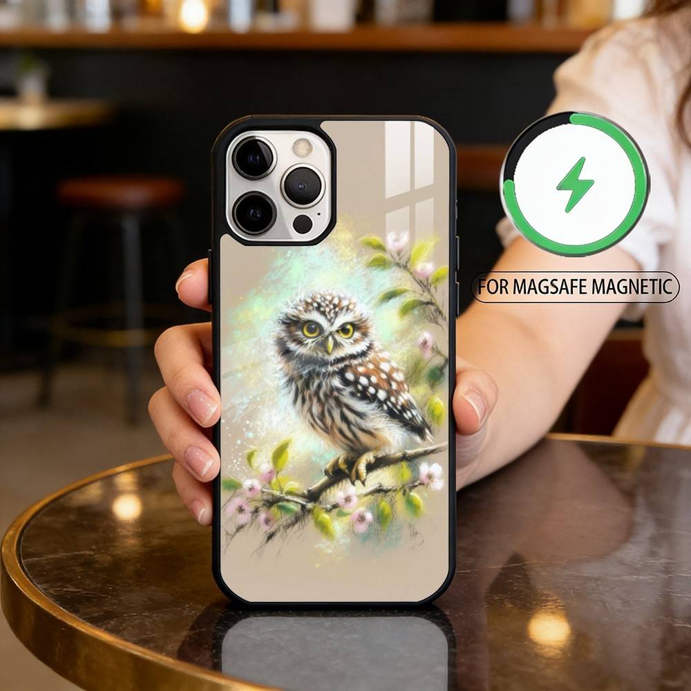 C-Cute A-Animal O-Owl Phone Case For iPhone17,16,15,14,13,12,11 Plus,Pro Max Magnetic For Magsafe Wireless Charging