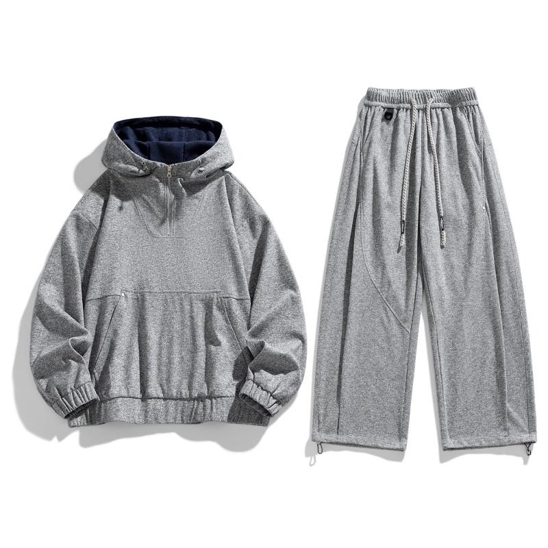 Casual Sports Style Hooded Sweatshirt Set for Men's Spring Long Sleeved Oversized Loose Two-piece Set