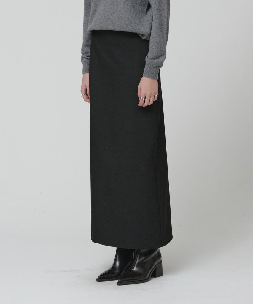 MUSEE [Essentiel] Aubier Minimal Wool-Blend Long Maxi Skirt_Black
