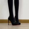 Niche design thin thin heel patent leather single shoes pointed catwalk super heightening high heels professional shoes