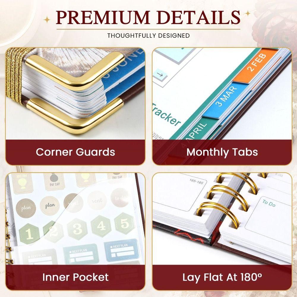 Lay Flat 180° Coil Diary Book Metal Corner Protector Spiral Notebook For Goal Tracking