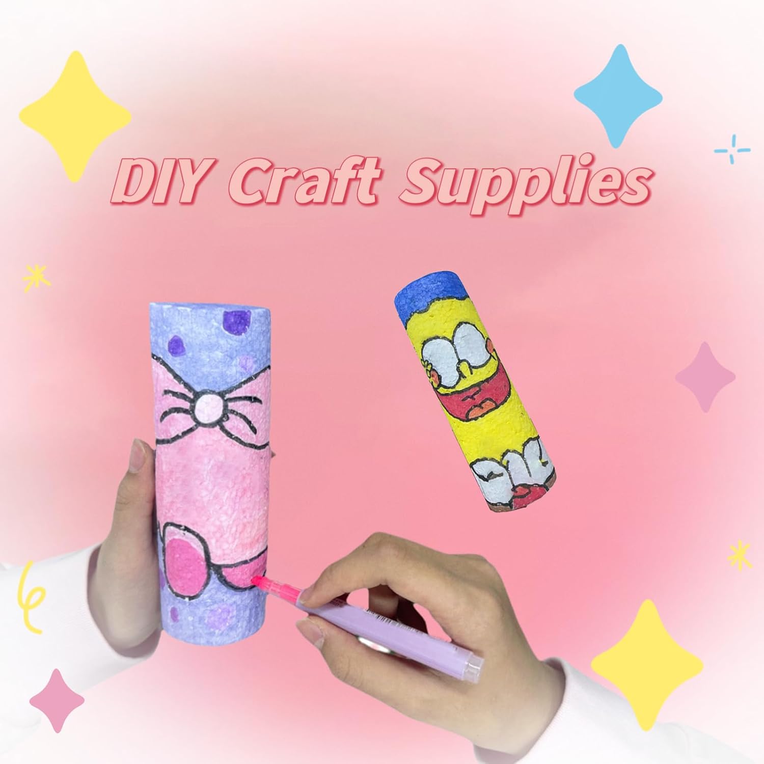 6 шт. Поролоновые цилиндры для поделок, Поролоновые стержни, Цилиндры из пенополистирола, Белая поролоновая трубка для моделирования, DIY поделки, Покраска, Рождественский орнамент