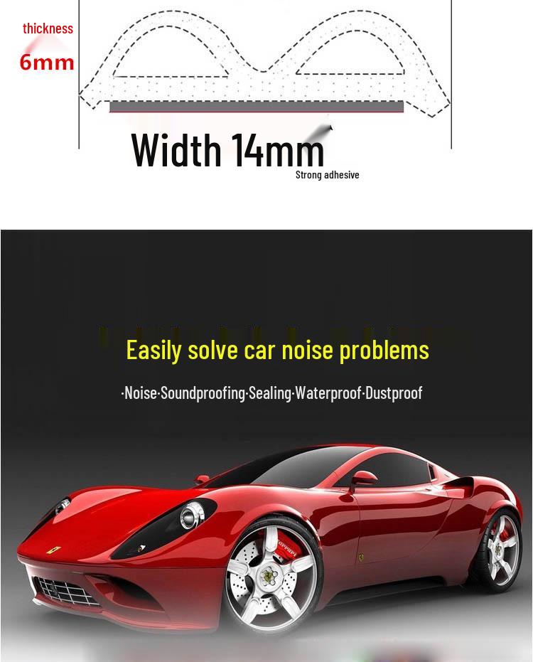 Universal Car Door Gap Sealing Strip for Soundproofing and Noise Reduction