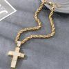 Hip Hop 316L Stainless Steel & Full CZ Cross Pendant Necklace Man Double Layer Hollow Cross Jewelry Gifts Trend Necklaces