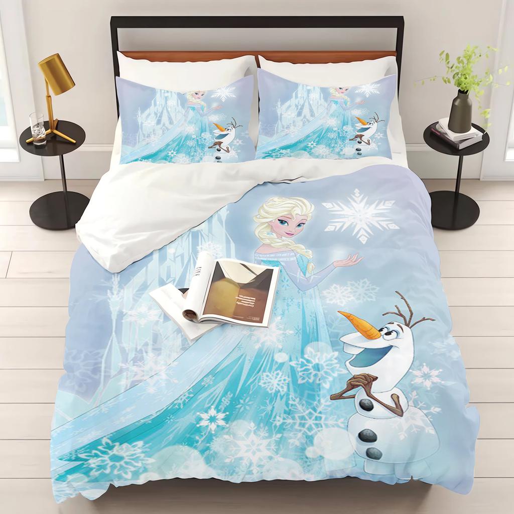 Prinzessin Elsa Frozen Aufdruck Schlafzimmer Bettwäsche Set Bettbezug Weihnachtsgeschenke Komfort Cartoon Mit Kissenbezug