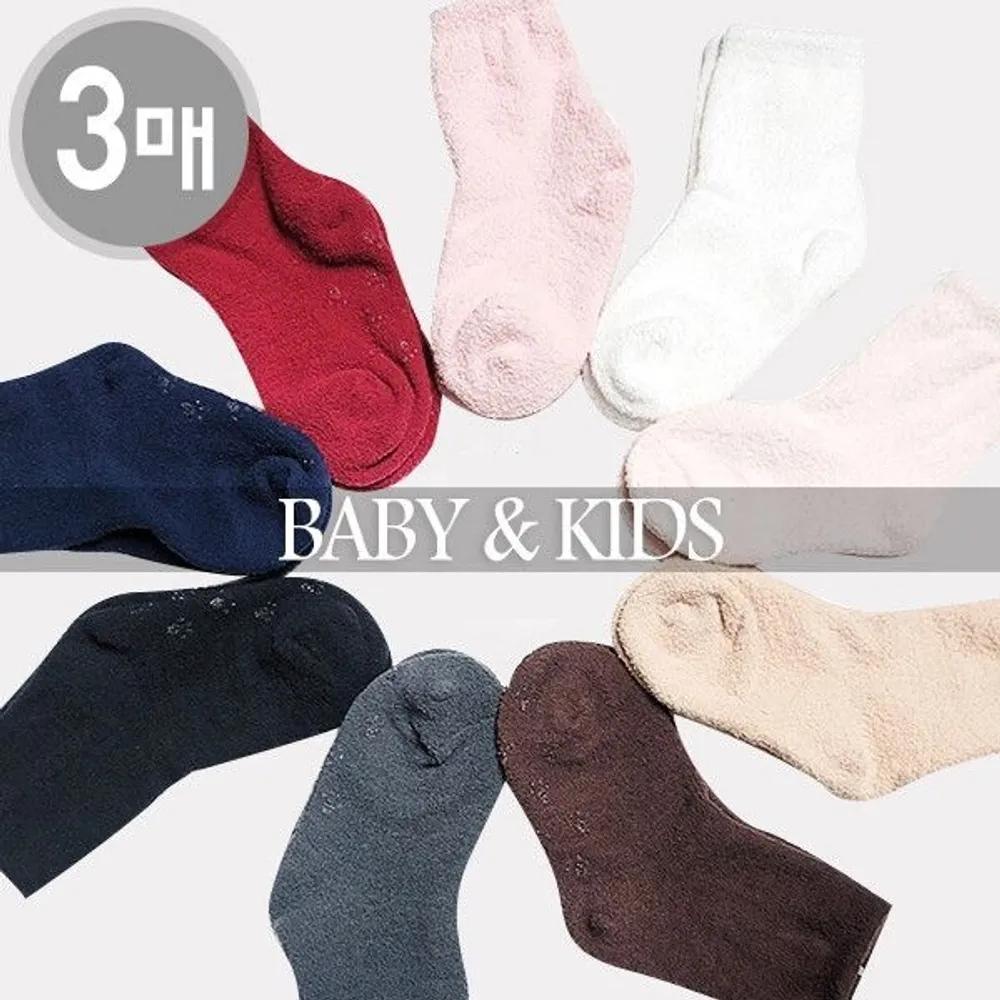 [J.Cotton] Sleeping Newborn Winter Socks 3-Pack Thick Winter Warm Socks Wool-lined Socks gray