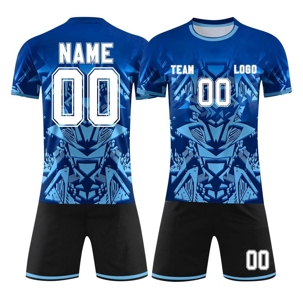 Custom DIY Two Piece Jersey Set with Short Sleeve Shirt and Shorts for Team Sports Personalizable Number Design