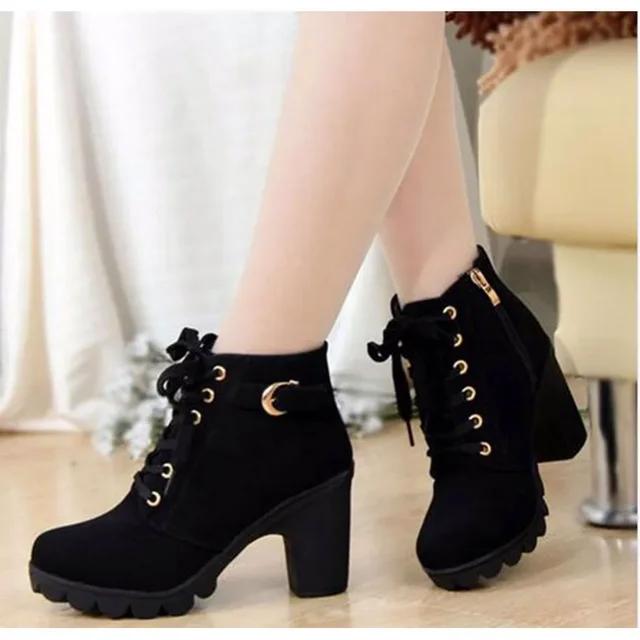 2025 New Spring Winter Women Pumps Boots High Quality Lace-up European Ladies Shoes PU High Heels Boots