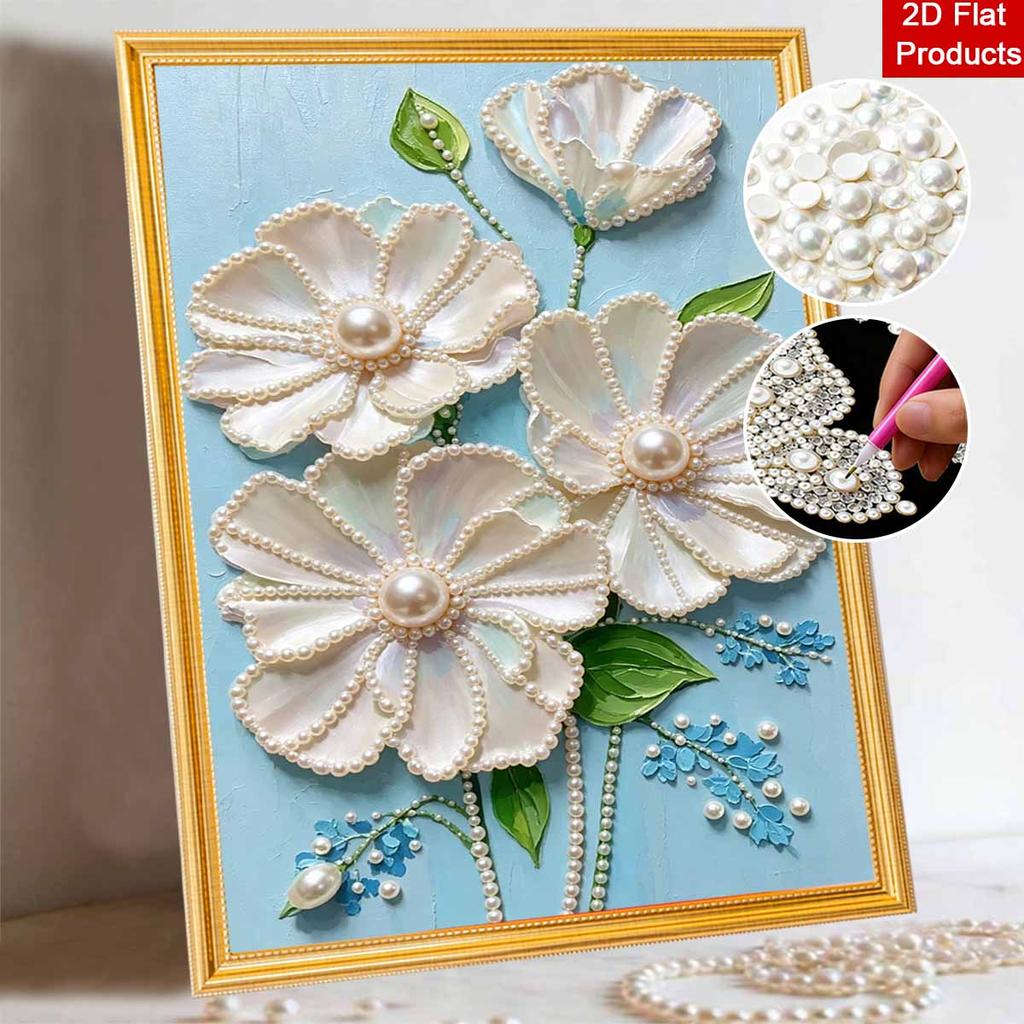 Pearl Flower Painting Handmade Creative Projects. Home Wall Decoration.