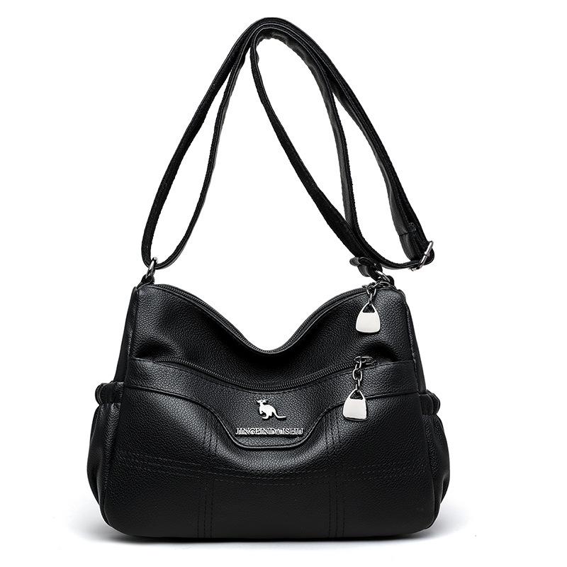 

Вышитая нить клетка мягкая кожа текстура сумка через плечо 25*10*18cm чёрный