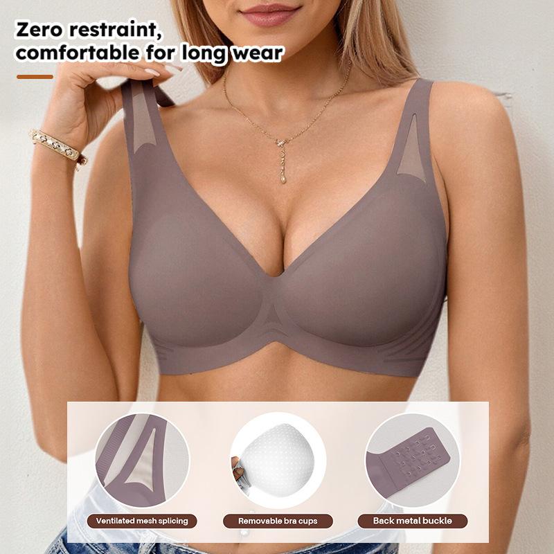 European Size Seamless Soft Support Bra for Women Gathered Lifting Anti-Sagging Intimates with Side Bust Coverage