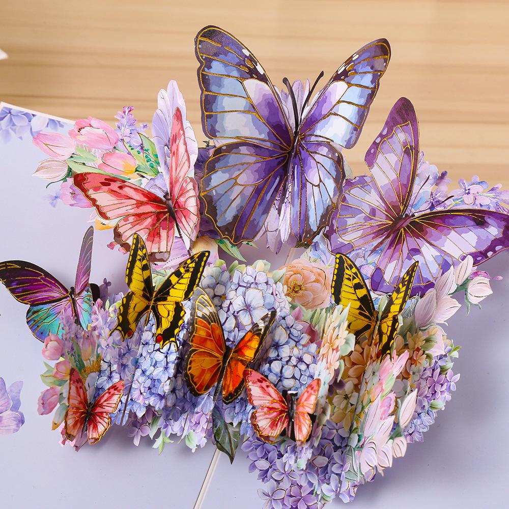3D French Romantic Butterfly Pop-Up Greeting Cards for Teacher's Day