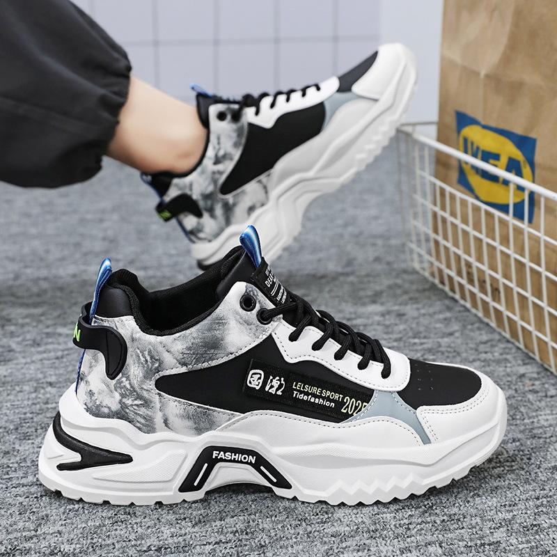 Autumn Men's Shoes New Breathable High-top Sneakers Men's Versatile Little White Height-increasing Running Shoes Trendy Shoes