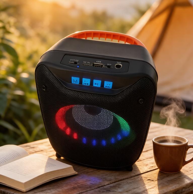 Protable Wireless Bluetooth Speaker with Bass Stereo Speaker Subwoofer Party Disco Light LED Flash FM Radio Outdoor Wireless Speaker