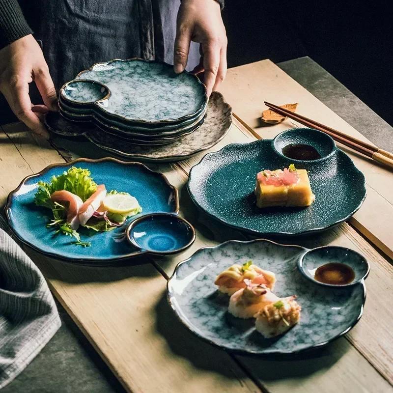 Japanese-style dumpling plate household high-value ceramic creative commercial large sushi special plate