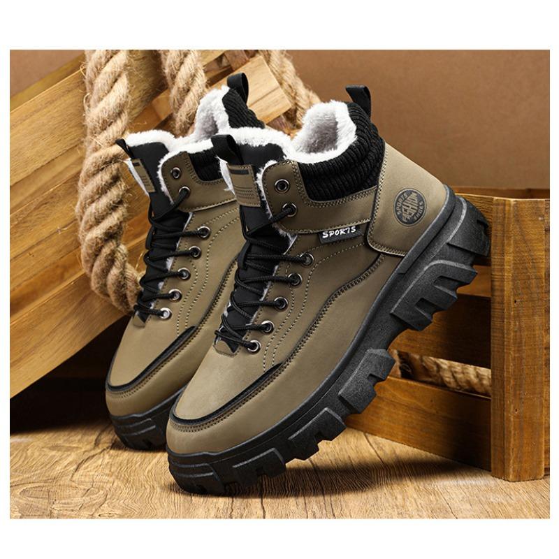 Men Winter Warm Fleece Lined Thick Sole High Top Casual Work Boots