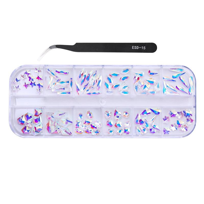 Direct Supply Of 12 Boxes Of Nail Diamonds, Special-Shaped Diamond Set Of 120 Pieces, And A Box Of Nail Diy Jewelry Accessories.