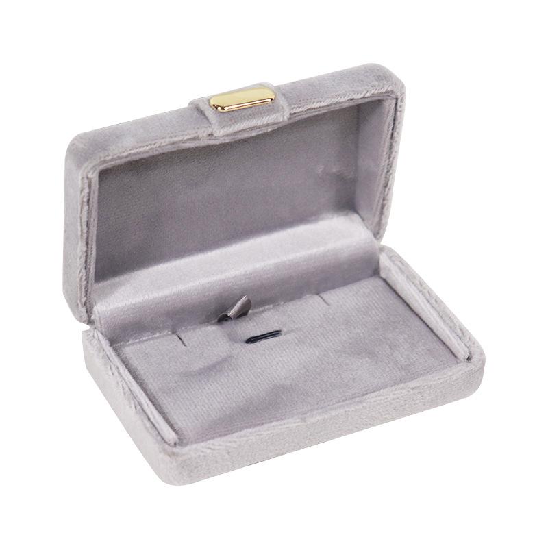 Velvet Gold Button Jewelry Box for Rings and Earrings