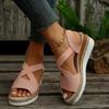 2024 Women's Shoes Elastic Strap Women's Sandals Fashion Outdoor Casual Beach Sandals Women's New Open Toe Wedge Sandals