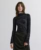 TREEMINGBIRD Blurry Print Mock Neck Top [ Black ]