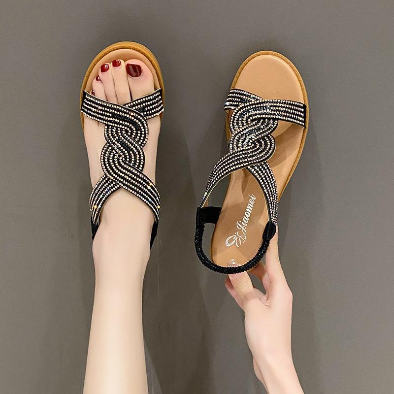 Fashion 2025 Summer New Designer Platform Sandals Women Fashion Solid Color Roman Shoes Female Crystal Casual Sandalias