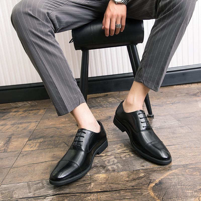 Classic Men Derby Shoes Men Comfortable Fashionable Leather Shoes Business Office Brand Men Shoes Black Brown Size 38-48