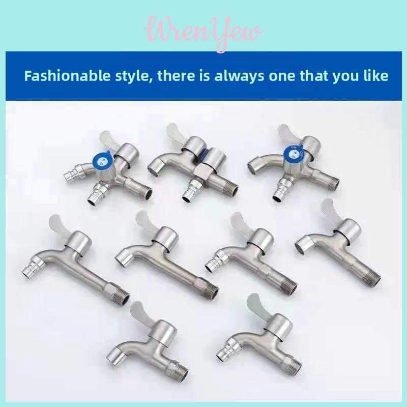 Zinc Alloy Double Outlet Water Tap For Home Bathroom Laundry And Balcony Use