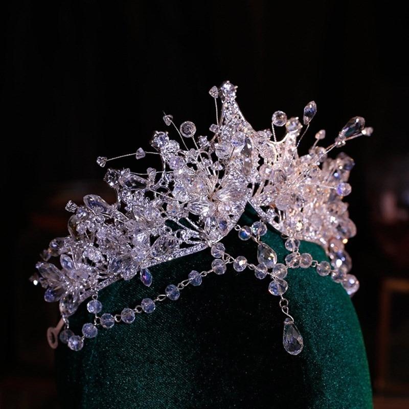 Multipurpose Crystals and Pearls Tiaras for Women Princess Headpieces for Birthday Parties Supplies and Formal Event
