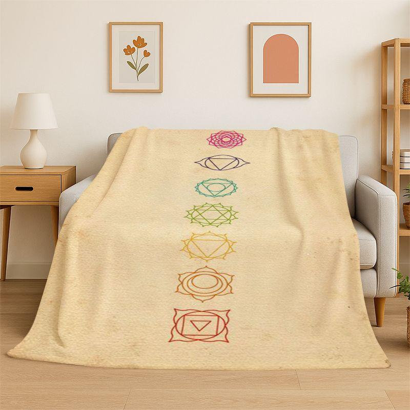 Rainbow Chakra Yoga Mandala Meditation Flannel Blanket Soft Throw Blanket for Bedroom Living Room Bed Travel Camping Picnic Nap