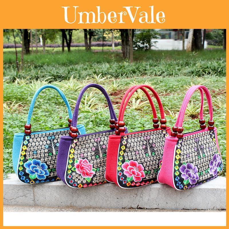 Elegant Fashion Yunnan National Style Embroidery Handbag For Women With Soft Handle