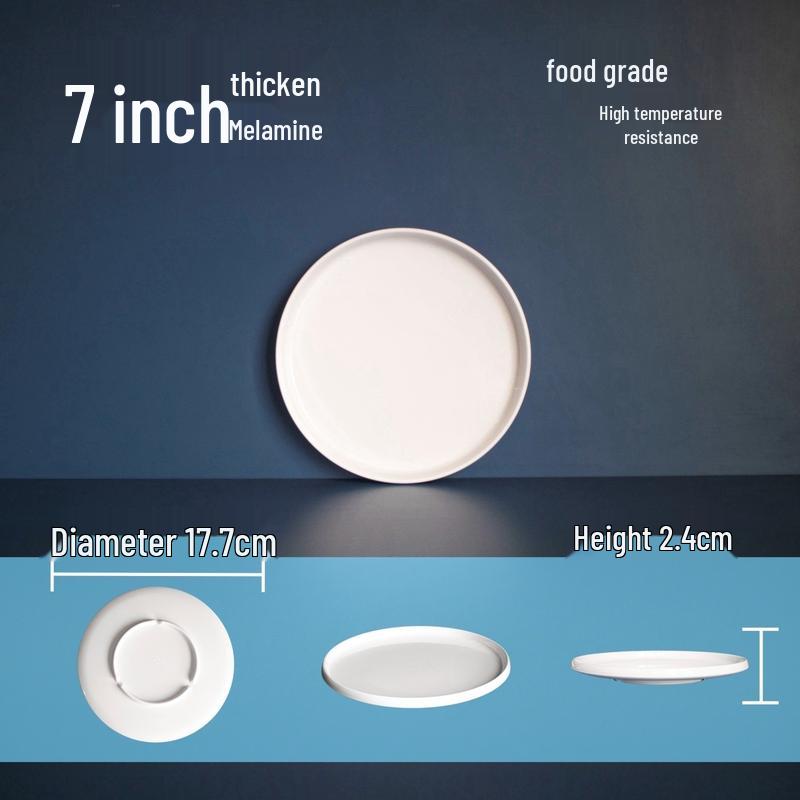 7-inch White Melamine Round Dinner Plate