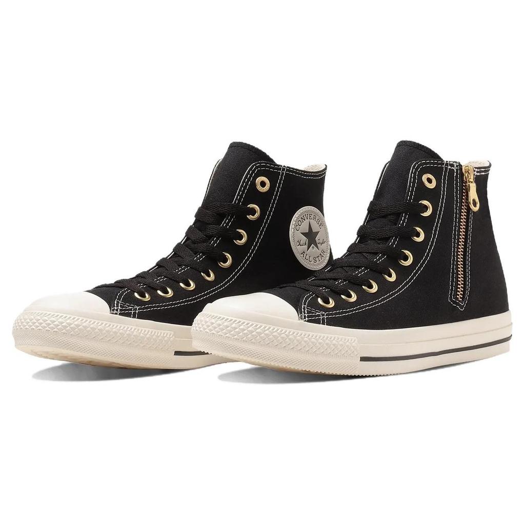 Converse Zapatillas de Lona All Star GOLDZIP HI Vintage Resistentes a la Abrasión Transpirables de Caña Alta Unisex Versión Japonesa Negra 31312240