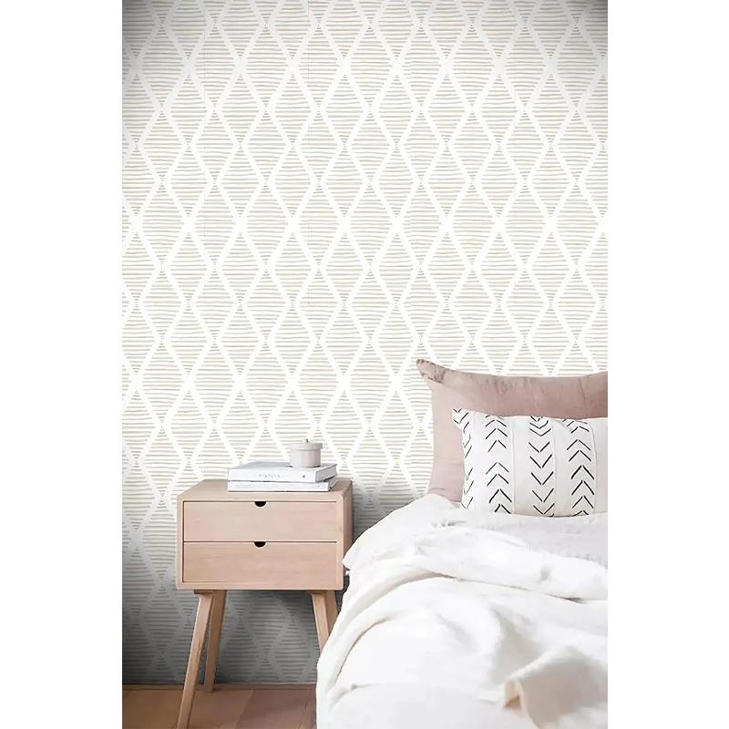Modern Stripe Peel And Stick Wall Cover Beige And White Contact Paper Removable Self Adhesive Wall Cover For Bedroom Drawers Decor