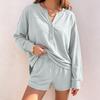 Women's Casual Long Sleeve Top and Shorts 2 Piece Set for Fall Winter