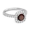Garnet Round Cushion Halo Ring -  925 Sterling Silver