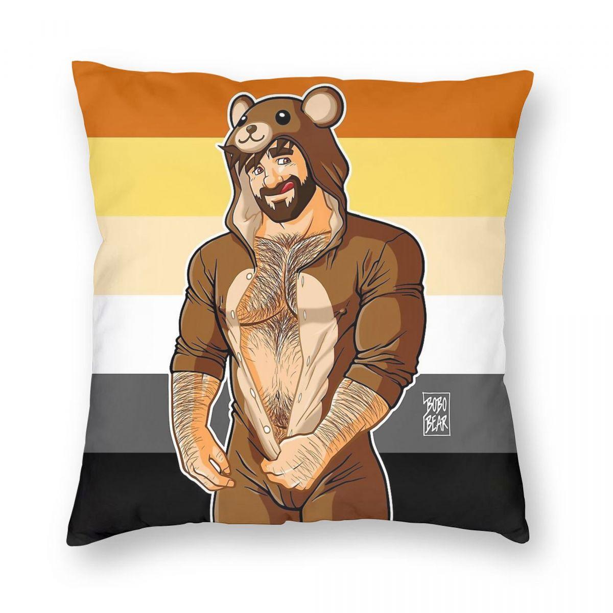 Адам любит плюшевых мишек Квадратная наволочка Pride Полиэстер Лен Бархатный узор Молния Декоративная Подушка для комнаты 30x30cm