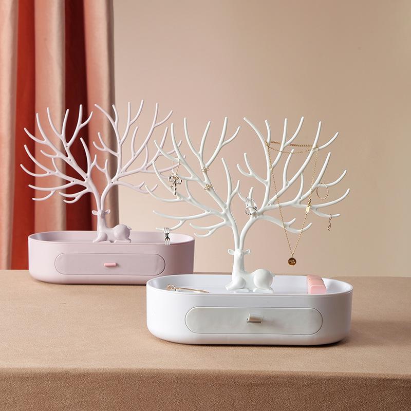 Antler Jewelry Stand: Deer-Shaped Rotating Earring and Necklace Organizer