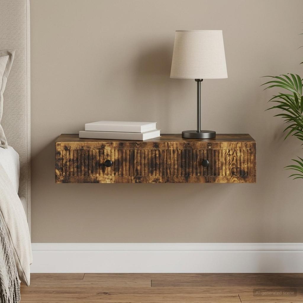 Wall Mounted Side Table Smoked Oak Engineered Wood