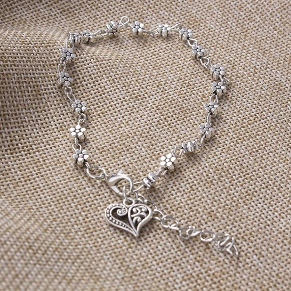 Floral Design Heart-shaped Bracelet Barefoot Accessory Bead Foot Bracelet Anklet Bracelets  Beach