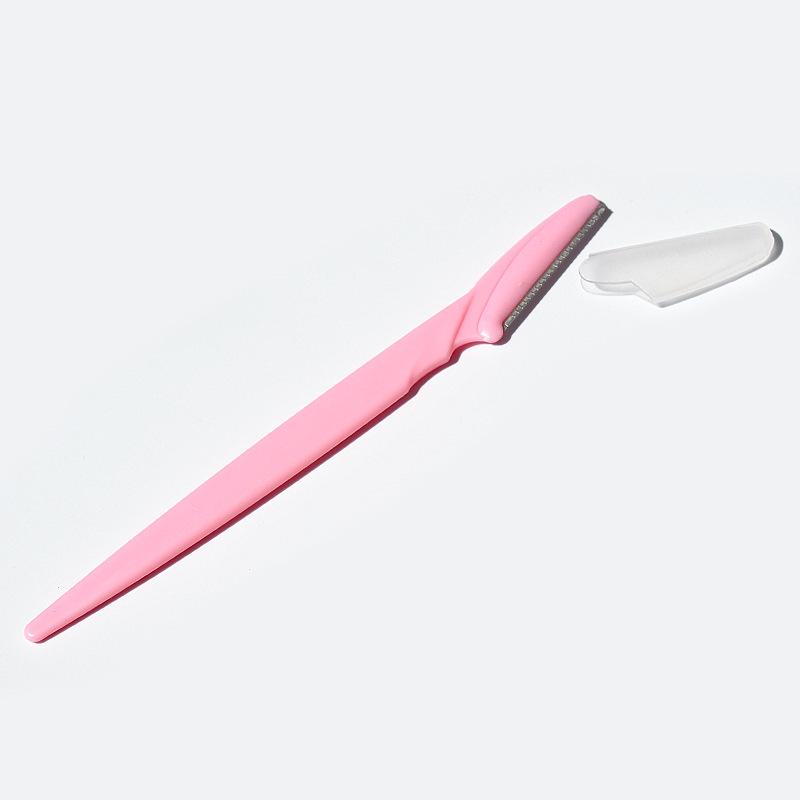 Beginner Straight Handle Eyebrow Razor with Stainless Steel Blade and Safety Net for Trimming