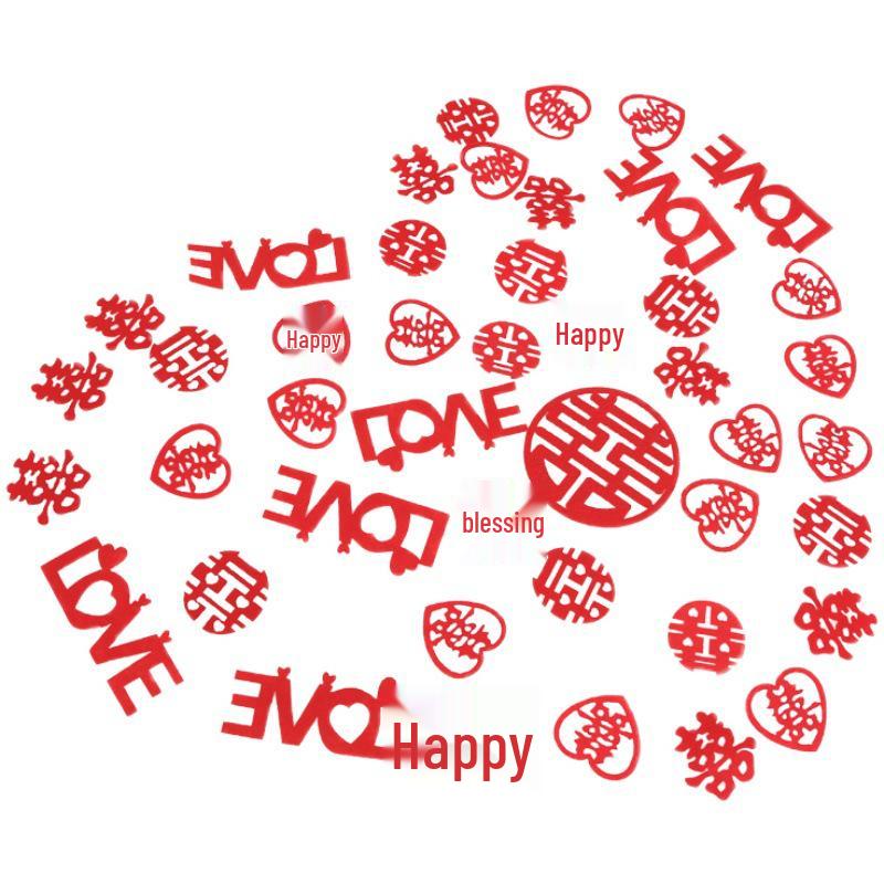 Small Double Happiness Hand-Tossed Fruit Plate for Wedding Decoration - Mini Chinese Style Round Bedding Arrangement