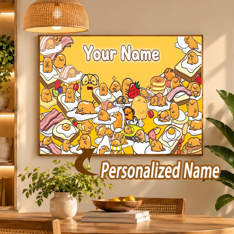 Custom Name Gudetama 5D Diamond Painting Personalized Full Drill Diamond Art Kit Gift