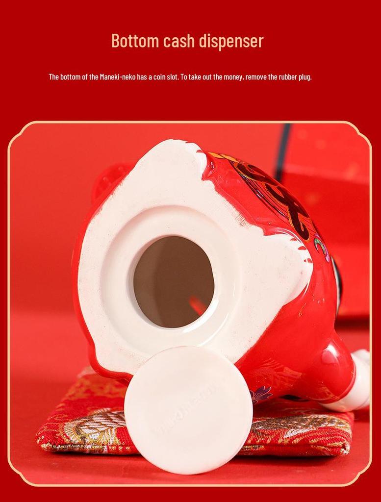 Creative Ceramic Lucky Cat Piggy Bank - Chinese Style Fortune Decor Gift