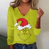 Women's Cute Sweatshirt Knitted Fashion Casual V-neck Long-sleeved  Cozy Print Top