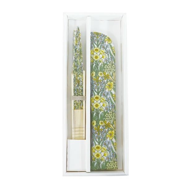 Onishi Ken Shell Folding Fan and Folding Bag x Set, Bouquet/Yellow, Size [Folding Fan] Approx. 22cm, [Folding Bag] Approx. 4.5 23cm, SGF30-LIA08