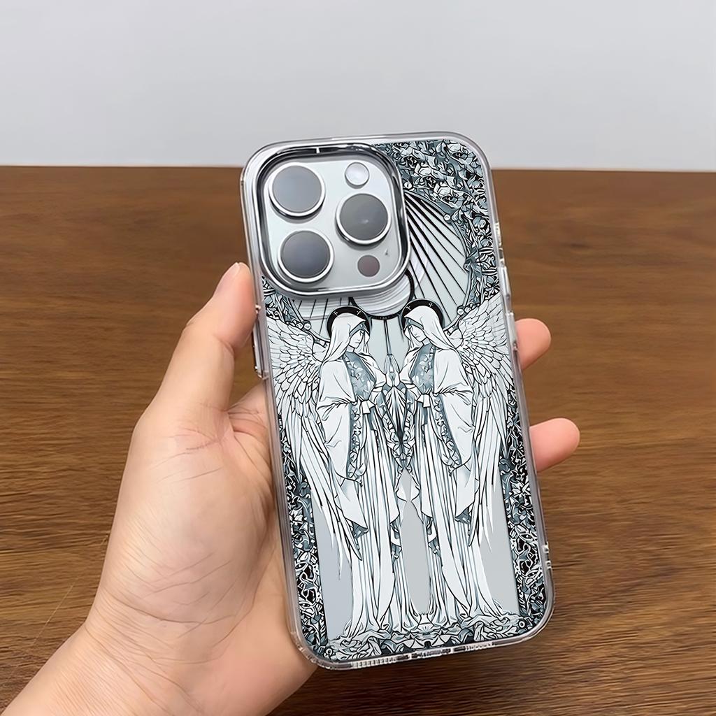 Luxury Ages Retro Cupid Angel Phone Case For iPhone 17 16e 16 15 14 13 12 11mini Pro Max X XR XSMAX 8 Air Plus Transparent Cover