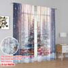 2pcs 2D flat printing Merry Christmas Window Drapes Christmas trees and gifts Polyester Without Electricity Birthday Party for