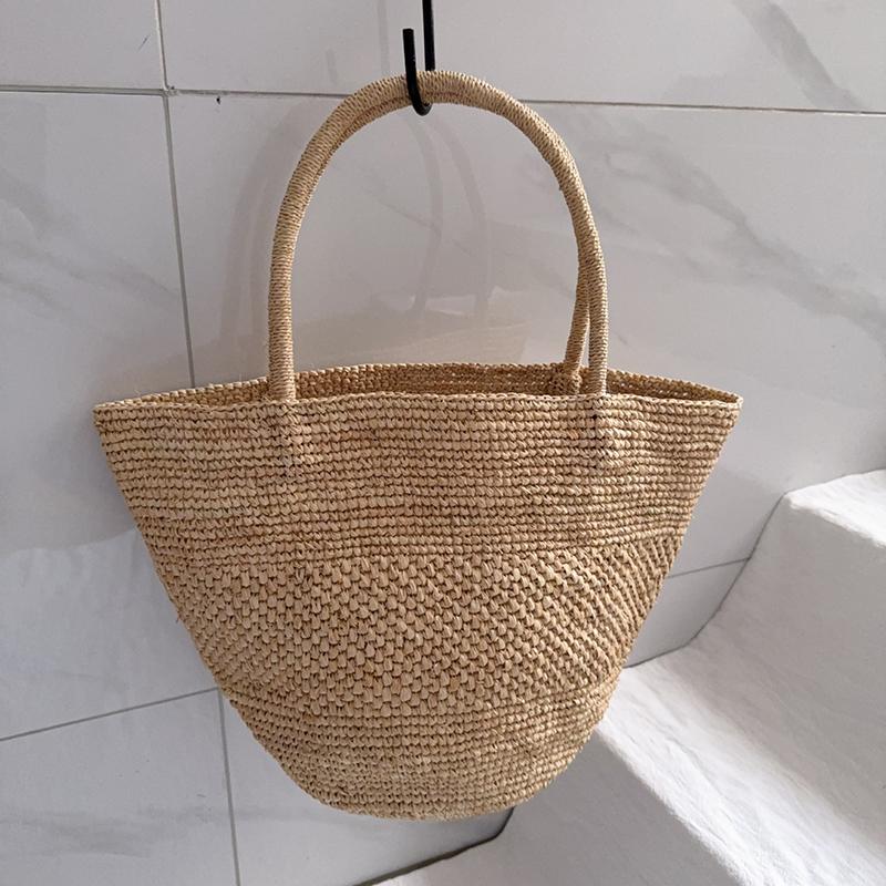 Straw Handmade Woven Bag for Women - Handmade Raffia Woven Tote Handbag, Summer Mesh Beach Purse for Vacation Holiday