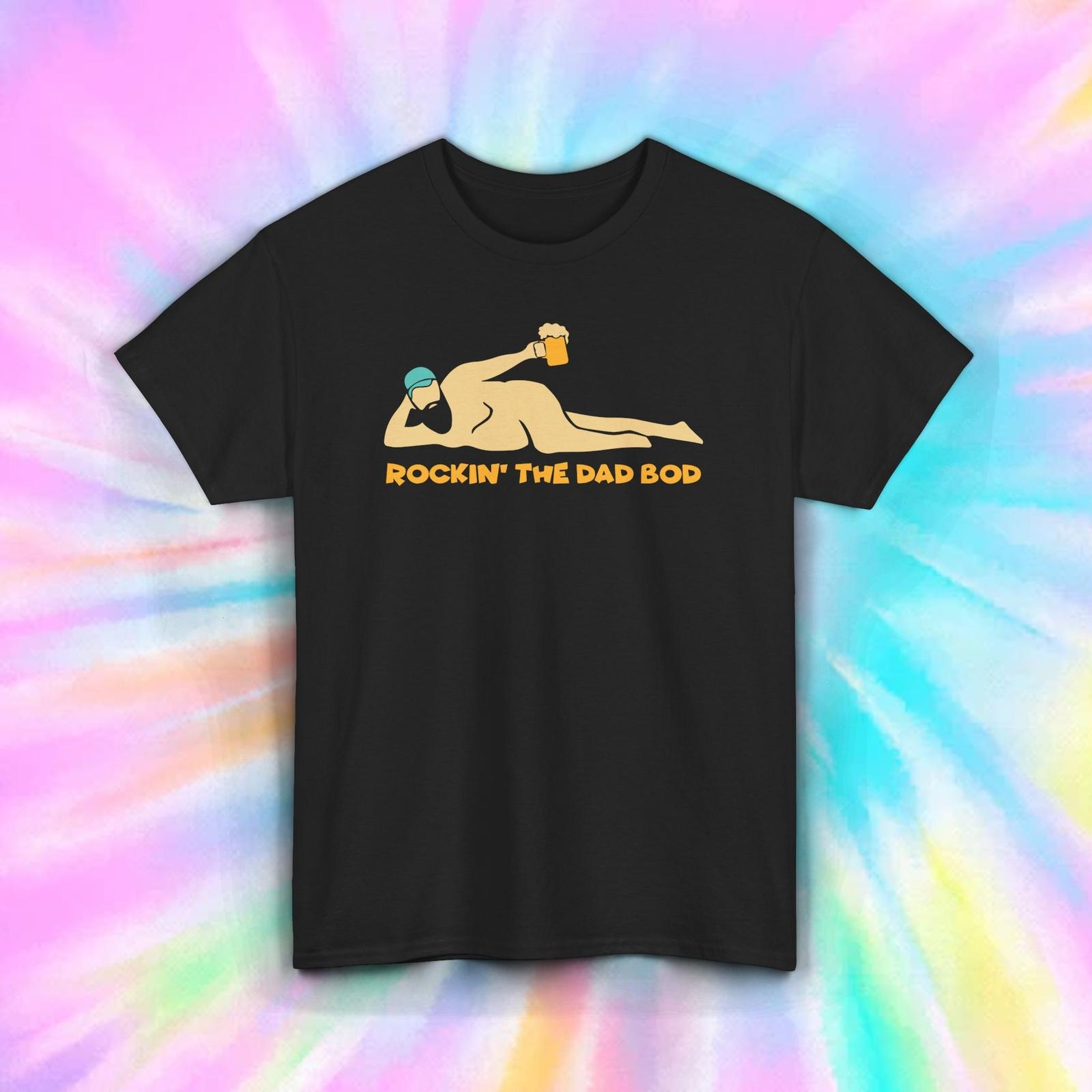 Rockin the Dad Bod Shirt Funny Beer Drinker Lazy Retro Humor Tee S-5XL L